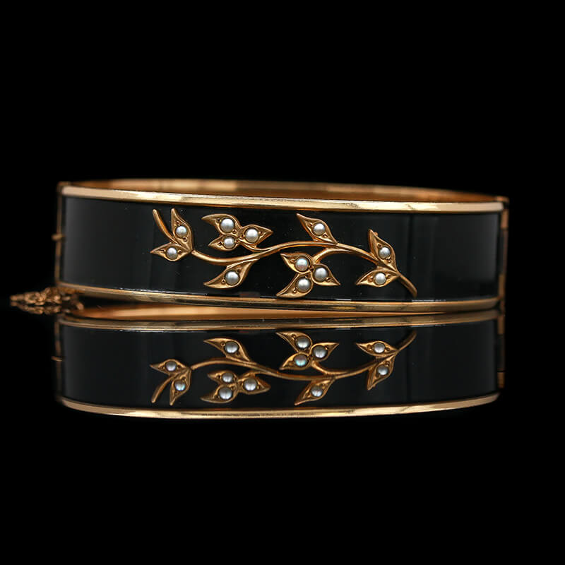 HERMES enamel bangle bracelet accessory cloisonne gold black GP plated