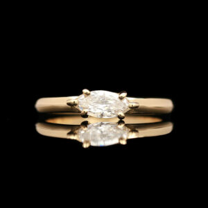 an oval diamond ring on a black background