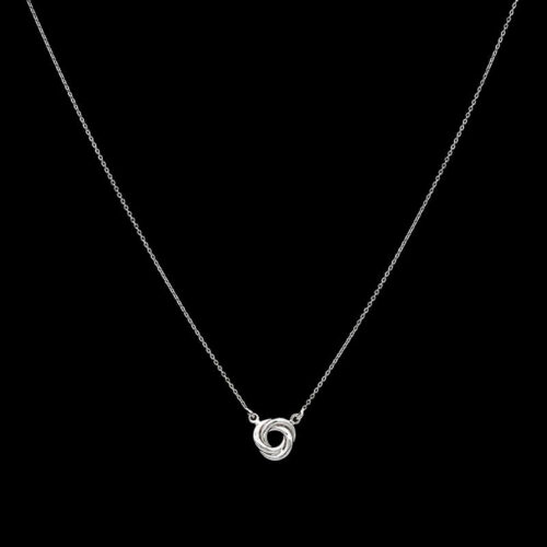 a silver necklace with a circle on it