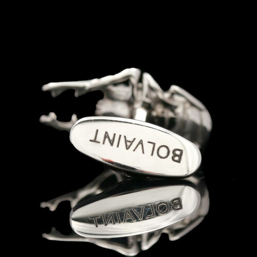 a pair of silver cufflinks with the words boravini on them
