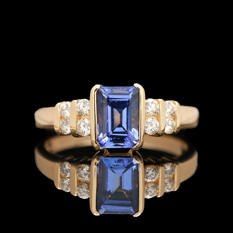 Round Tanzanite Diamond Antique-Style Vintage Engagement Ring