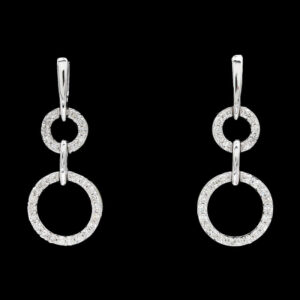 a pair of earrings with diamonds on them