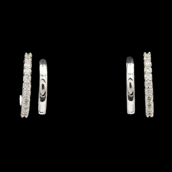 two white gold and diamond hoop earrings