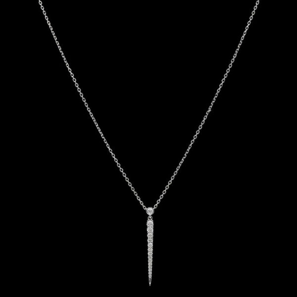 a necklace with a diamond bar on it