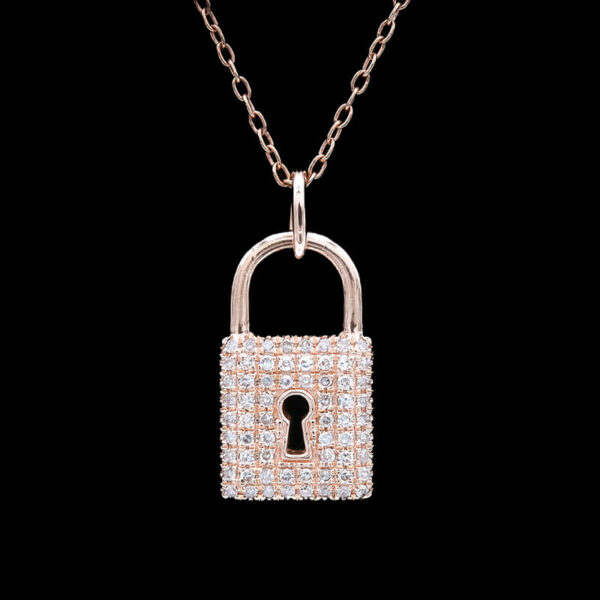 a necklace with a lock on it