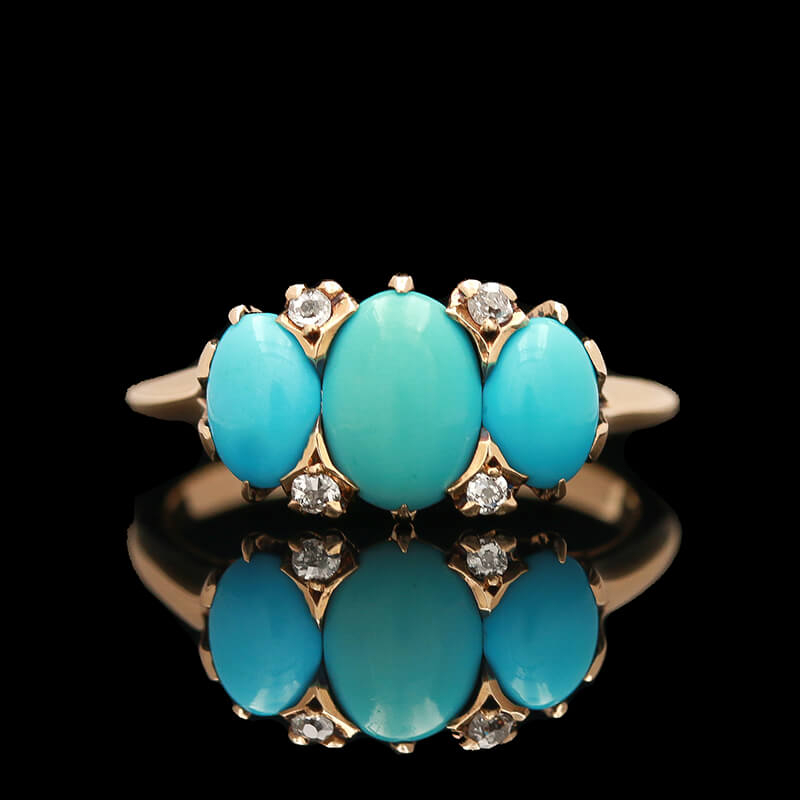 Egyptian Revival Gold and Turquoise Ring - FD Gallery