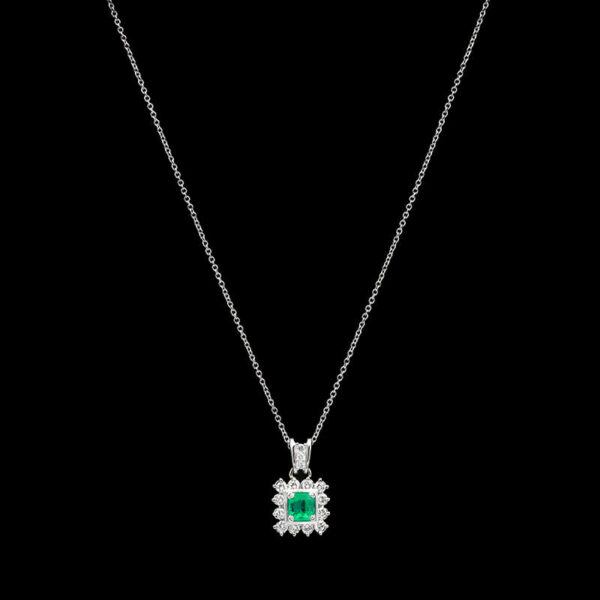 a necklace with a green stone in the center