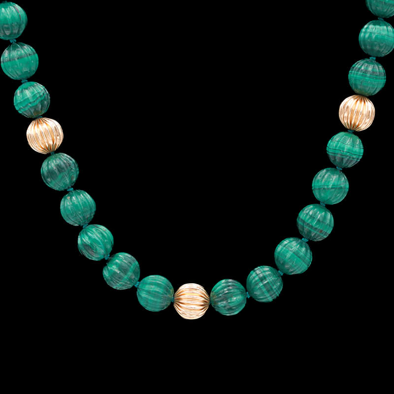 Delicate 6/8/10mm Green Malachite Round Gem Bead Necklace 18-36