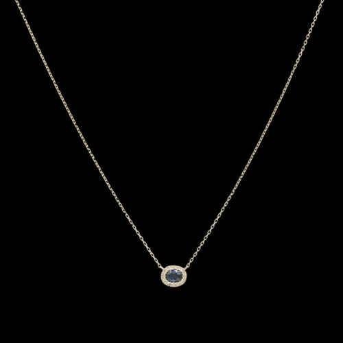 a necklace with a white diamond on it