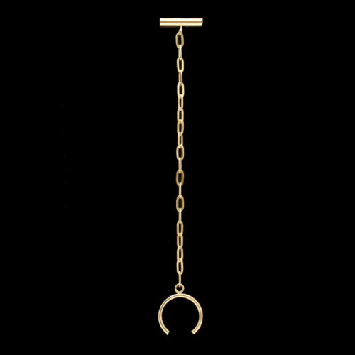 a gold chain with a ring hanging from it