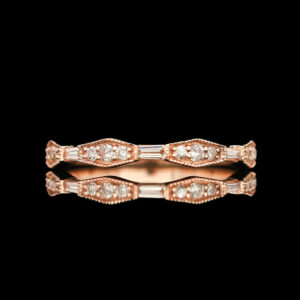 an 18k rose gold ring with diamonds