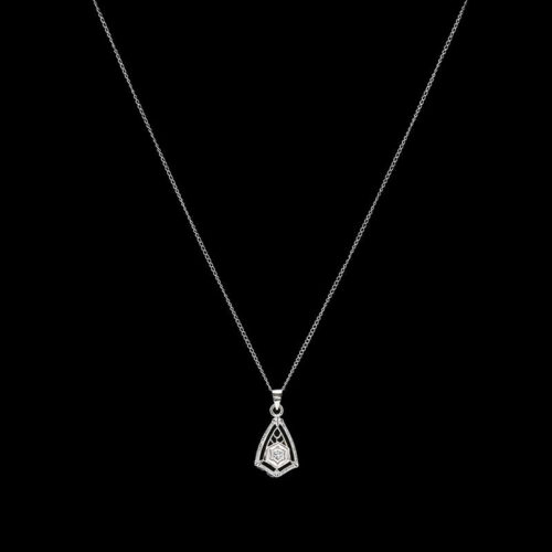 a necklace with a tear shaped pendant hanging from it