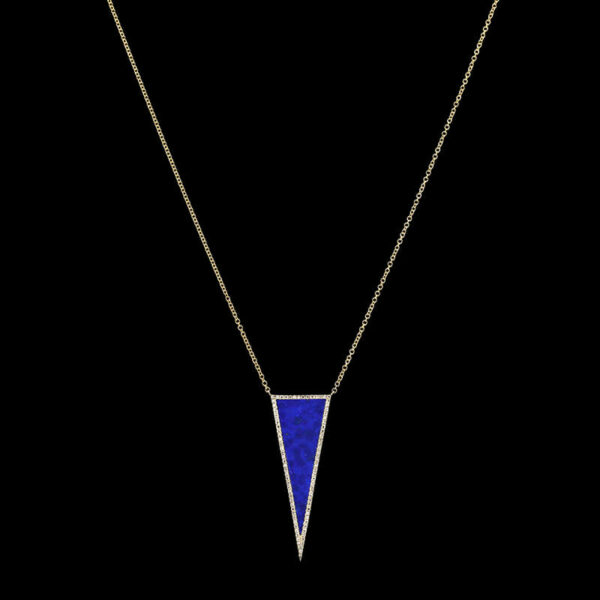 a necklace with a blue triangle on it