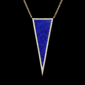 a necklace with a blue triangle on it