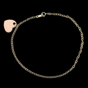 a gold chain bracelet with an apple charm