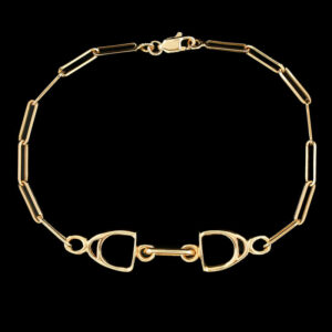 a gold chain bracelet with two hearts on it