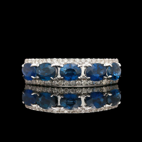 a blue sapphire and diamond ring