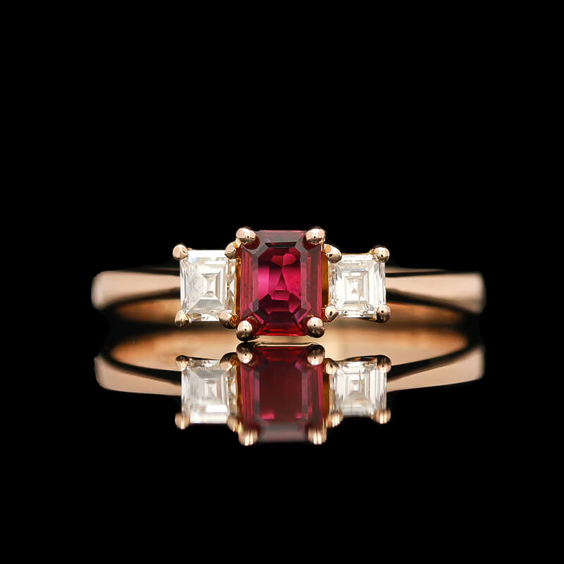 6ct Asscher Cut Ruby Sapphire Engagement Ring
