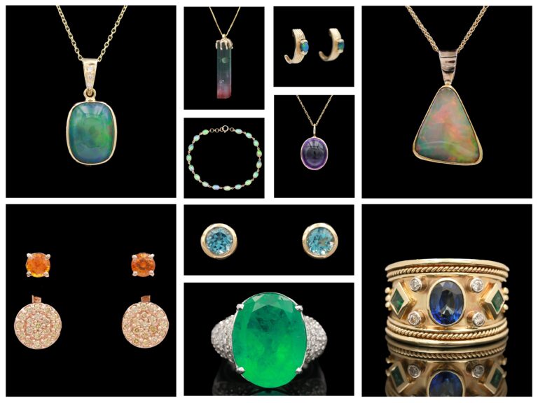 a collage of different jewelry items including rings, bracelets and pendants