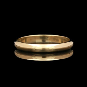 a gold wedding ring on a black background