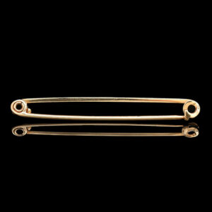 a gold tie bar on a black background