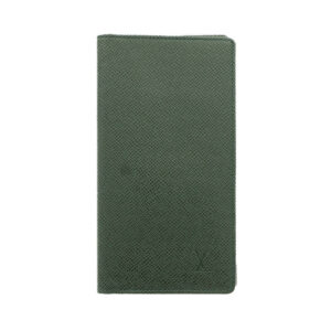 a green passport case on a white background