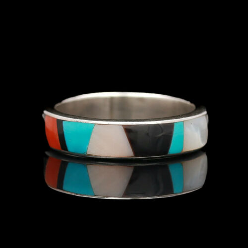 a ring with multicolored stripes on it