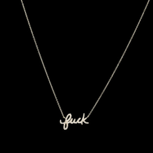 a necklace with the word suck on it