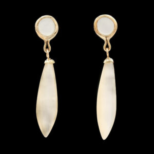 a pair of gold and mother of pearl earrings