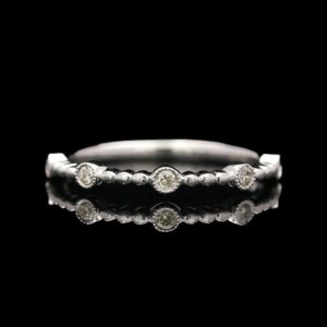 14k White Gold Bezel Set Diamond Bead Band