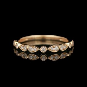 14k Yellow Gold 0.19 CTW Pear & Round Cutout Diamond Band
