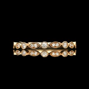 14k Yellow Gold 0.30 CTW Marquise & Round Cutout Diamond Band