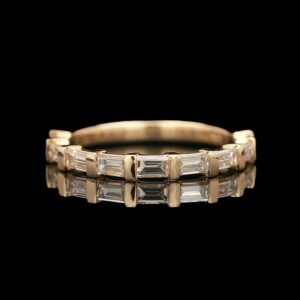 Sindur Custom Design 14k Yellow Gold Straight Baguette Diamond Band