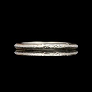 Antique 18k White Gold Engraved Band