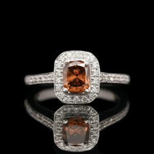 14k White Gold 1.40 CTW Whiskey Diamond Halo Ring