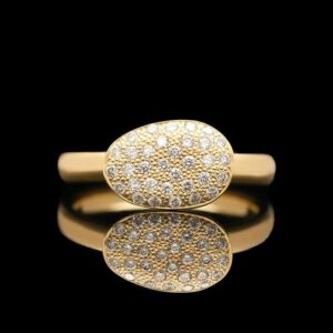 18k Yellow Gold 0.33 CTW Pave Diamond Ring in Satin Finish