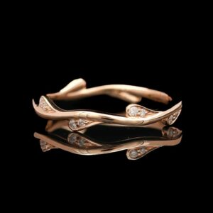14k Rose Gold 0.15 CTW Diamond Stackable Vine Band