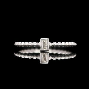 14k White Gold Bezel Set 0.15 CT Diamond Solitaire Ring