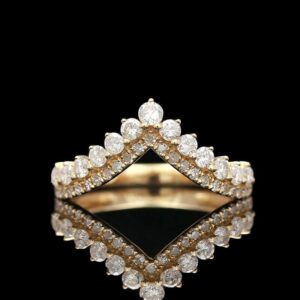 14k Yellow Gold 0.85 CTW Diamond Chevron Curved Band