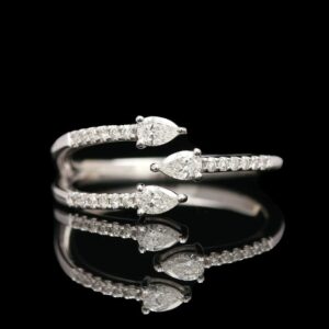 10k White Gold 0.34 CTW Pear & Round Diamond Bypass Ring