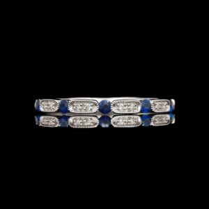 14k White Gold Diamond & Sapphire Band