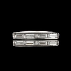 14k White Gold East-West Set Baguette Diamond Band