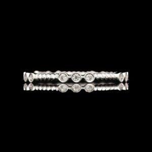 14k White Gold Diamond and Beaded Station Band