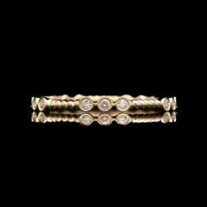 14k Yellow Gold Beaded Diamond Station Band