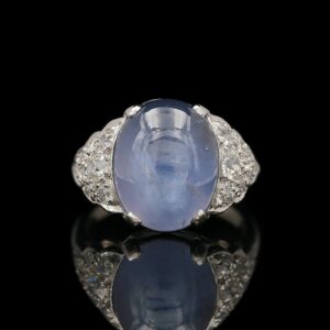 Art Deco Platinum Star Sapphire & Diamond Ring