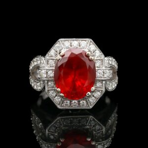 14k White Gold Ruby & Diamond Cocktail Ring
