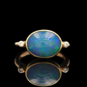 14k & 22k Yellow Gold Opal & Diamond Ring