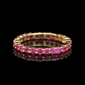 18k Yellow Gold Shared Prong Ruby Eternity Band