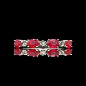 14k White Gold Ruby & Diamond Stackable Band