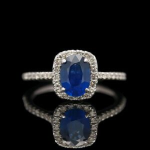 Henri Daussi 18k White Gold Sapphire & Diamond Ring